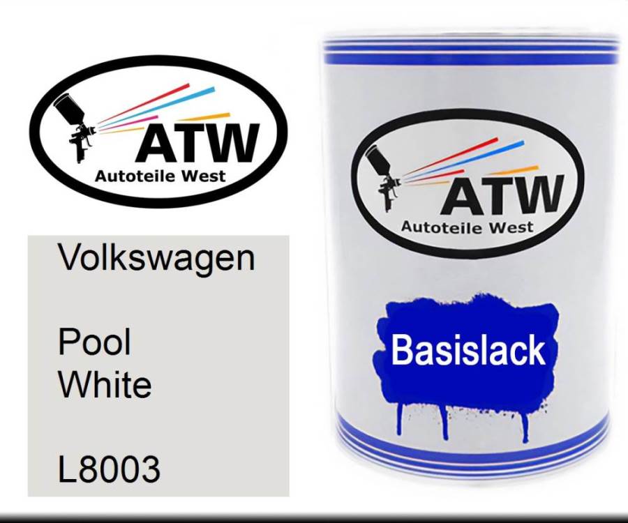 Volkswagen, Pool White, L8003: 500ml Lackdose, von ATW Autoteile West.